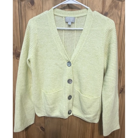 Pure Collection Sweaters - Pure Collection 100% Cashmere Cardigan Green V Neck Cropped Soft Luxury 4